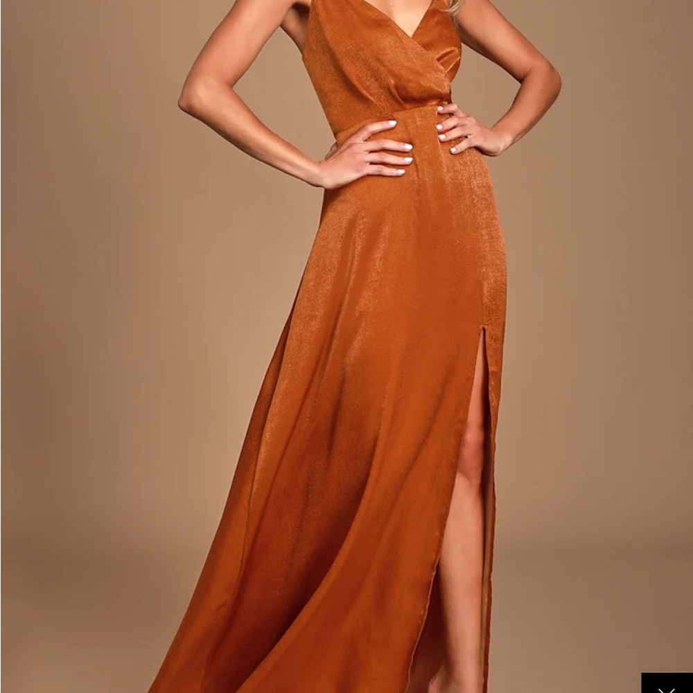 Lulu's One Shoulder Rust Dress